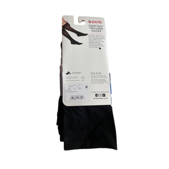 PEDS 12 Pair Non Binding Black Trouser Socks, Stay-Up Fit, Extended Size 8-12 - Picture 7 of 10